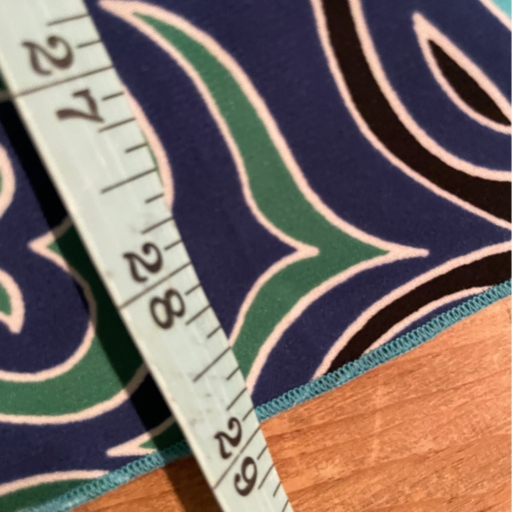NWOT Chico’s Black Label Jeweled V-neck turquoise Blue geometric silky Poncho L - Picture 7 of 10